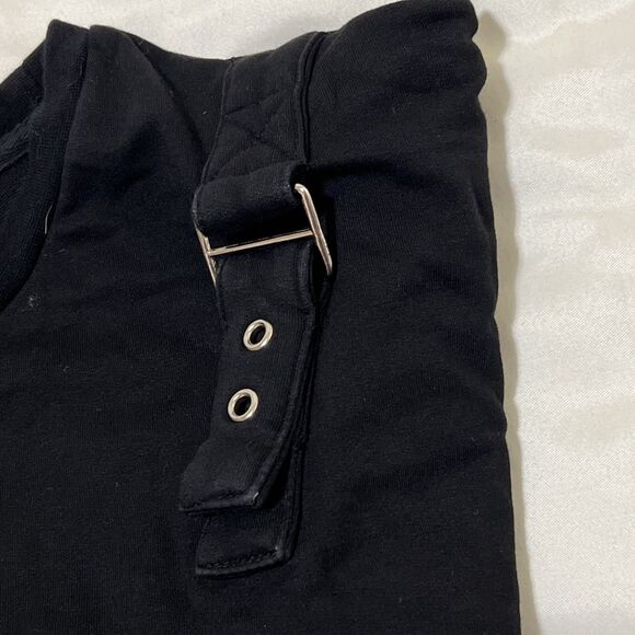 Maniere De Voir Tshirt Top Buckles Black Corset Graphic Pattern Women’s 8 - Picture 6 of 6